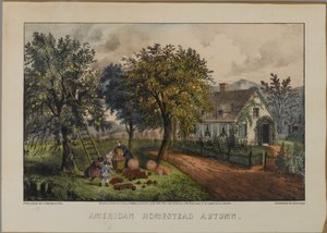 Fattoria americana in autunno, 1868-69 da N. and Ives, J.M. Currier